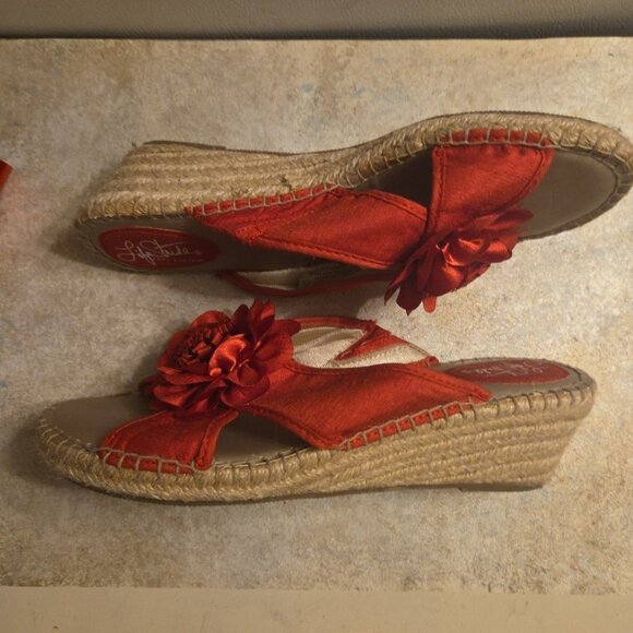 Size 9M Red Life Stride Slides Wedges BLOOM Flower Shoes - Picture 5 of 11